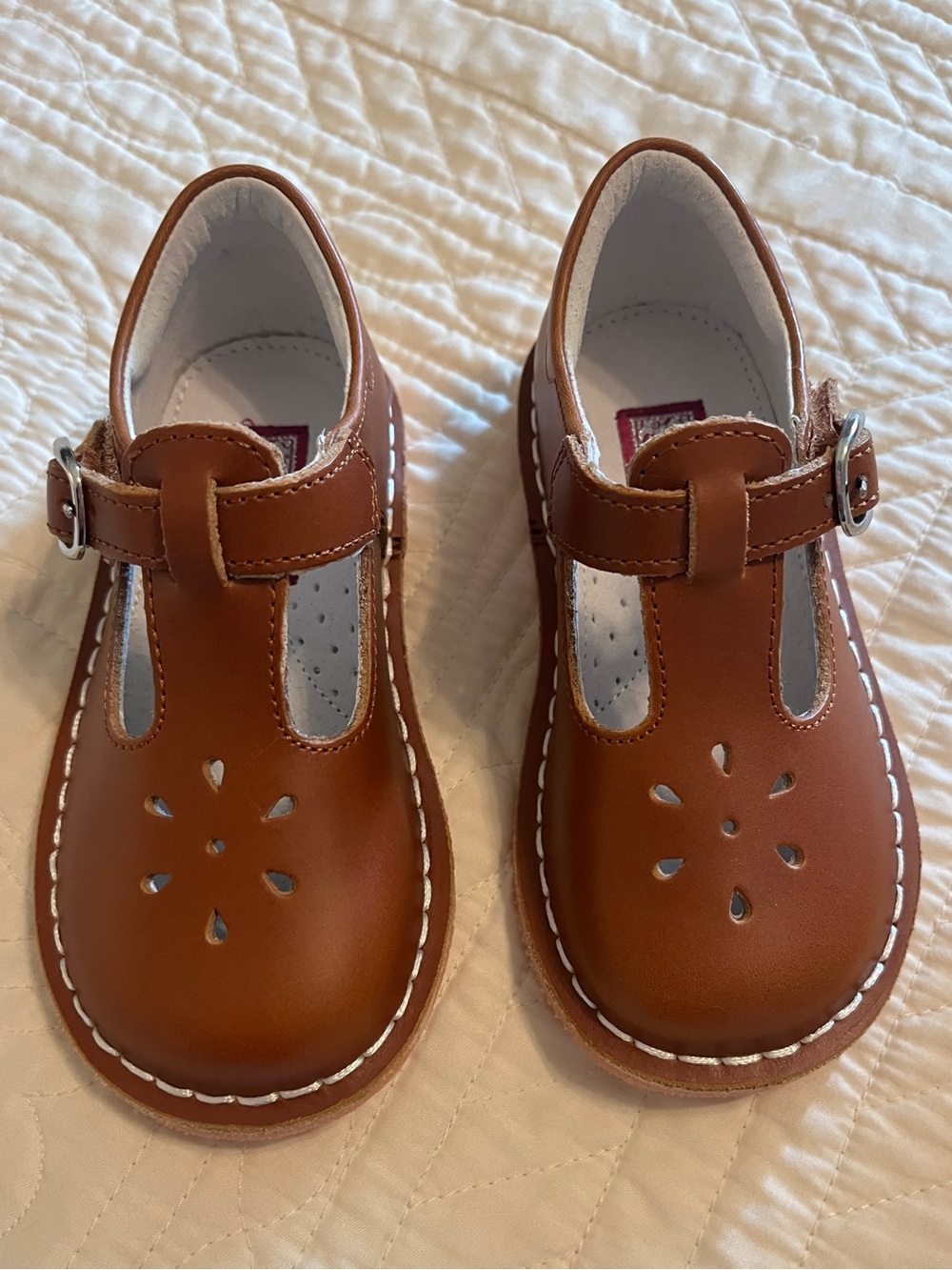 L'Amour Tan T-Strap Kids Dress Shoes